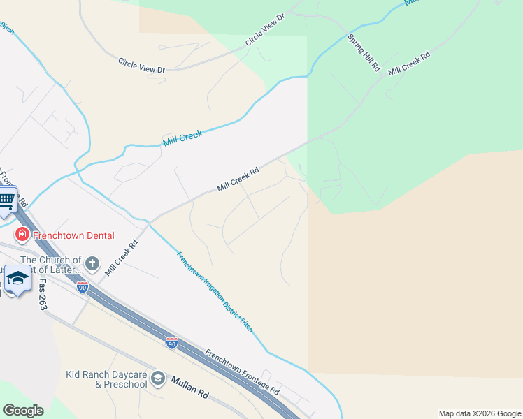 map of restaurants, bars, coffee shops, grocery stores, and more near 15062 Romulus Lane in Frenchtown