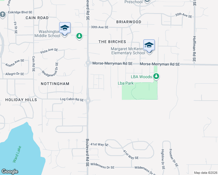map of restaurants, bars, coffee shops, grocery stores, and more near 3511 Van Epps Street Southeast in Olympia