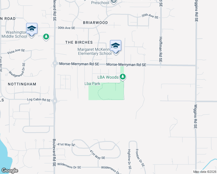map of restaurants, bars, coffee shops, grocery stores, and more near 3333 Morse-Merryman Road Southeast in Olympia