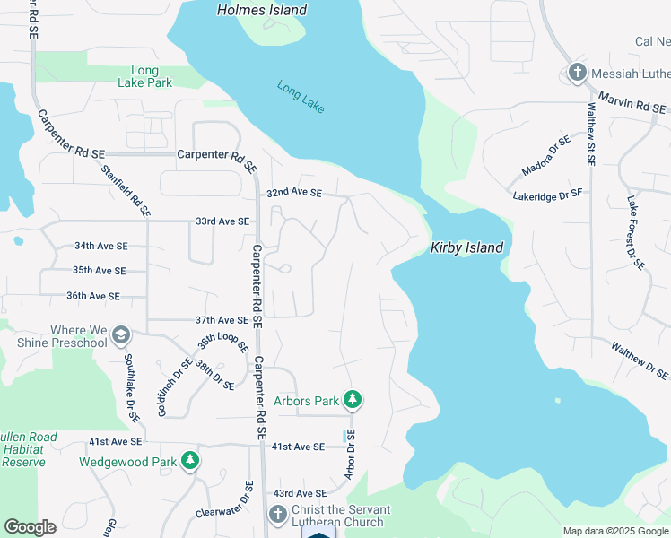 map of restaurants, bars, coffee shops, grocery stores, and more near 3621 Arbor Drive Southeast in Lacey