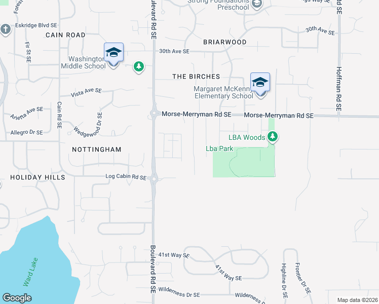 map of restaurants, bars, coffee shops, grocery stores, and more near 3511 Van Epps Street Southeast in Olympia