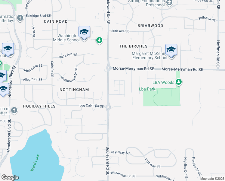 map of restaurants, bars, coffee shops, grocery stores, and more near 3507 Wagon Wheel Street Southeast in Olympia