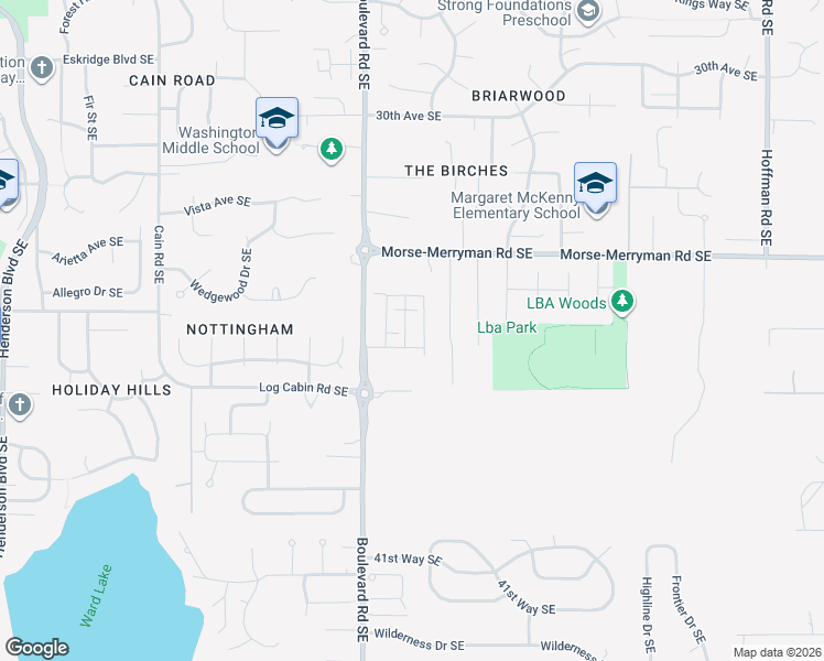 map of restaurants, bars, coffee shops, grocery stores, and more near 3510 Merryman Place Southeast in Olympia