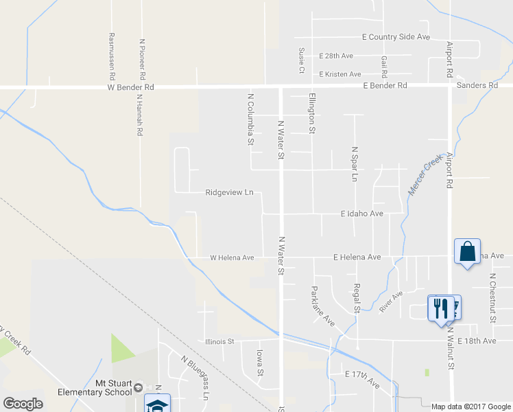map of restaurants, bars, coffee shops, grocery stores, and more near 2307 Ridgeview Lane in Ellensburg
