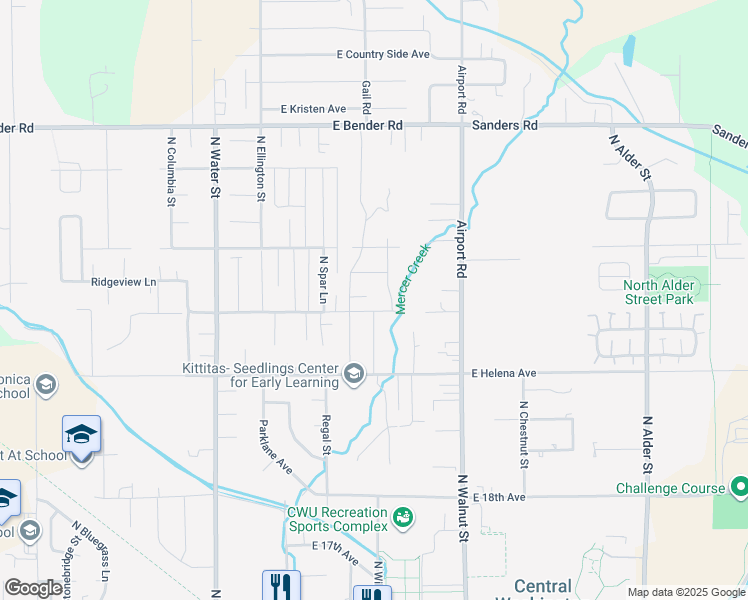 map of restaurants, bars, coffee shops, grocery stores, and more near 2301 Brentwood Street in Ellensburg