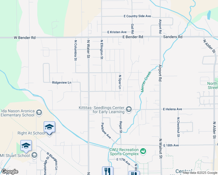 map of restaurants, bars, coffee shops, grocery stores, and more near 109 East Idaho Avenue in Ellensburg