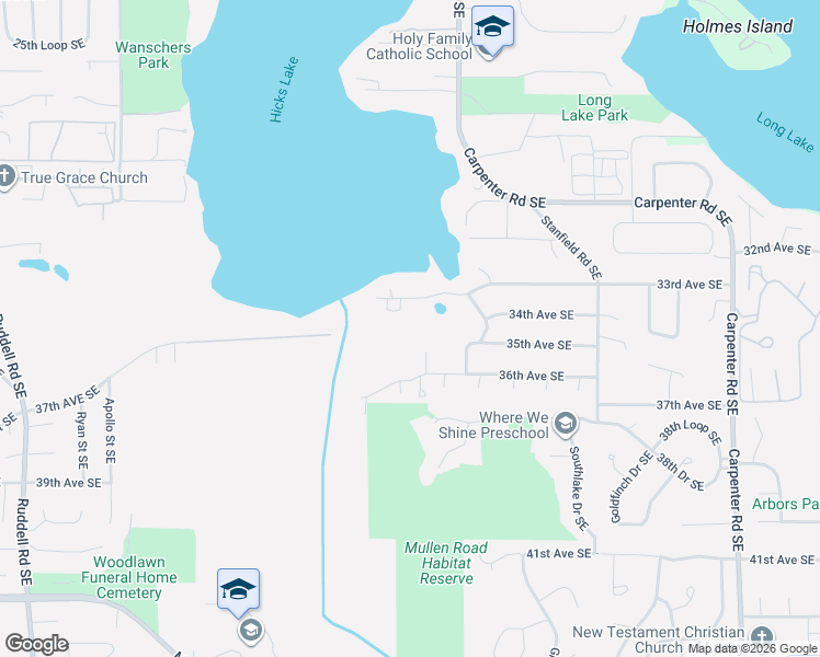 map of restaurants, bars, coffee shops, grocery stores, and more near 6609 33rd Avenue Southeast in Lacey