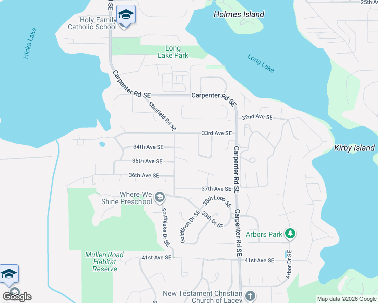 map of restaurants, bars, coffee shops, grocery stores, and more near 7009 34th Avenue Southeast in Olympia