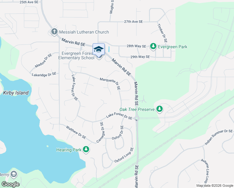 map of restaurants, bars, coffee shops, grocery stores, and more near 3347 Marquette Drive Southeast in Lacey