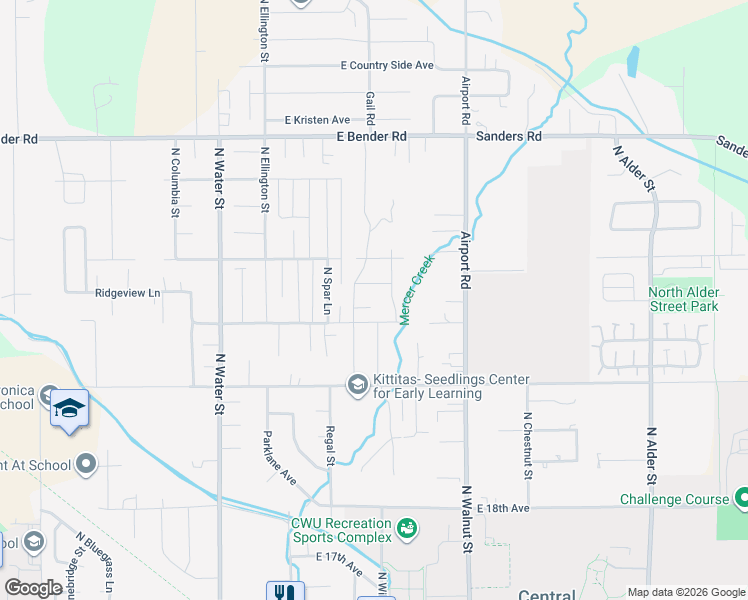 map of restaurants, bars, coffee shops, grocery stores, and more near 2301 Brentwood Street in Ellensburg