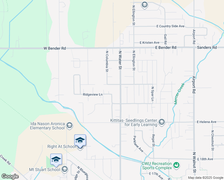 map of restaurants, bars, coffee shops, grocery stores, and more near 208 Greenfield Avenue in Ellensburg