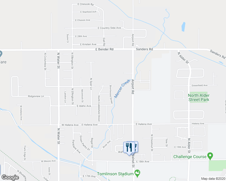 map of restaurants, bars, coffee shops, grocery stores, and more near 2404 Brentwood Street in Ellensburg