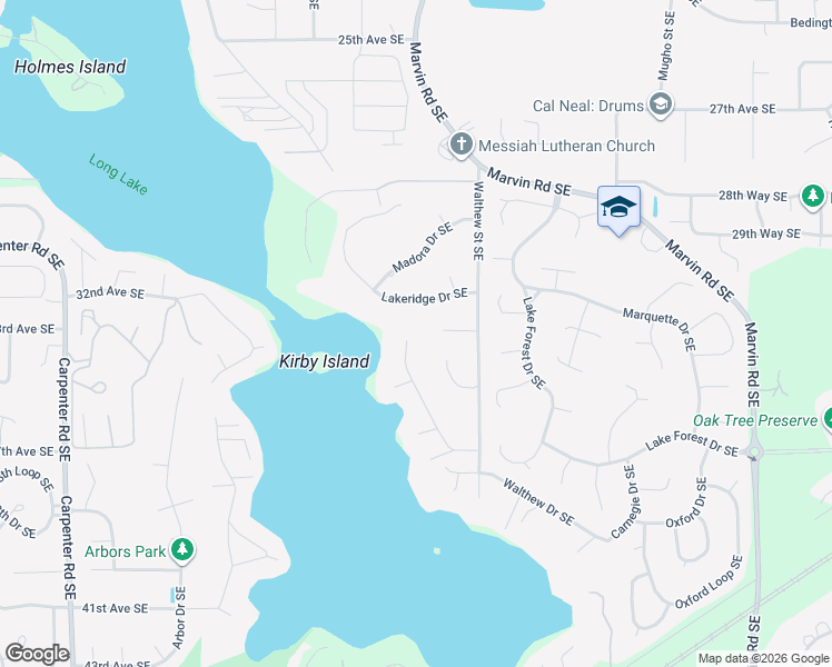 map of restaurants, bars, coffee shops, grocery stores, and more near 3242 Frances Drive Southeast in Olympia
