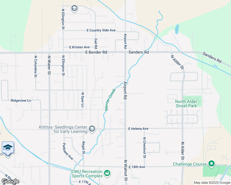 map of restaurants, bars, coffee shops, grocery stores, and more near 2407 Airport Road in Ellensburg