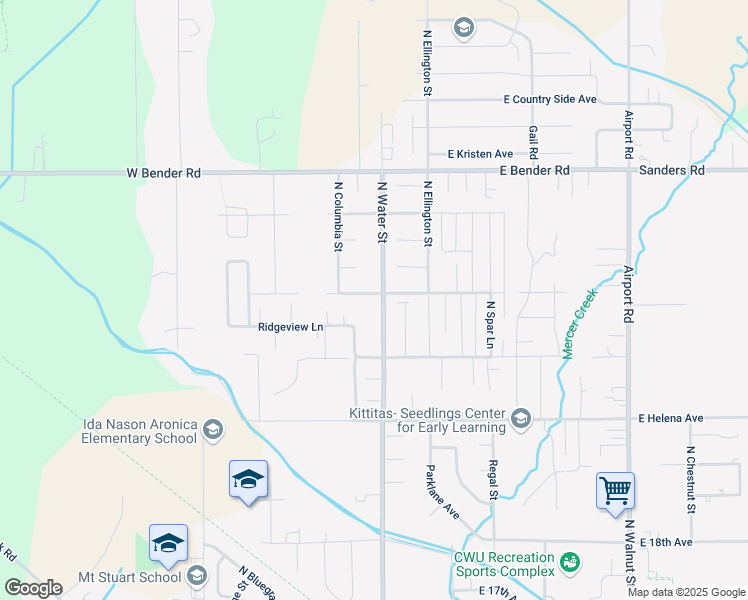 map of restaurants, bars, coffee shops, grocery stores, and more near 200 Greenfield Ave in Ellensburg