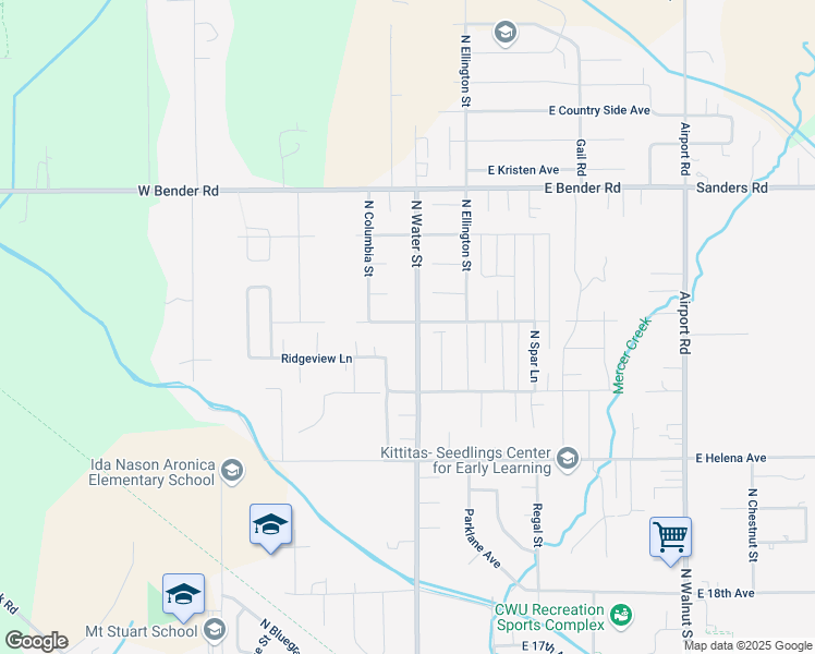 map of restaurants, bars, coffee shops, grocery stores, and more near 200 Greenfield Avenue in Ellensburg