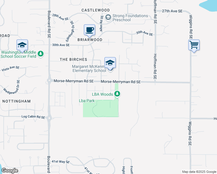 map of restaurants, bars, coffee shops, grocery stores, and more near 3314 Gibraltar Court Southeast in Olympia
