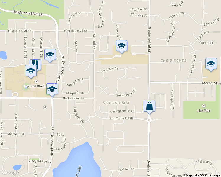 map of restaurants, bars, coffee shops, grocery stores, and more near 3312 Oldstead Court Southeast in Olympia