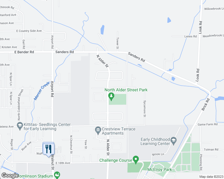 map of restaurants, bars, coffee shops, grocery stores, and more near 3 Greenfield Avenue in Ellensburg