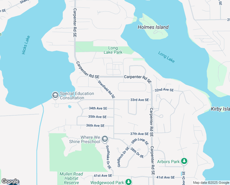 map of restaurants, bars, coffee shops, grocery stores, and more near 3065 Carpenter Hills Loop Southeast in Olympia