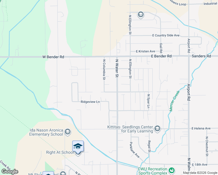 map of restaurants, bars, coffee shops, grocery stores, and more near 208 Greenfield Avenue in Ellensburg