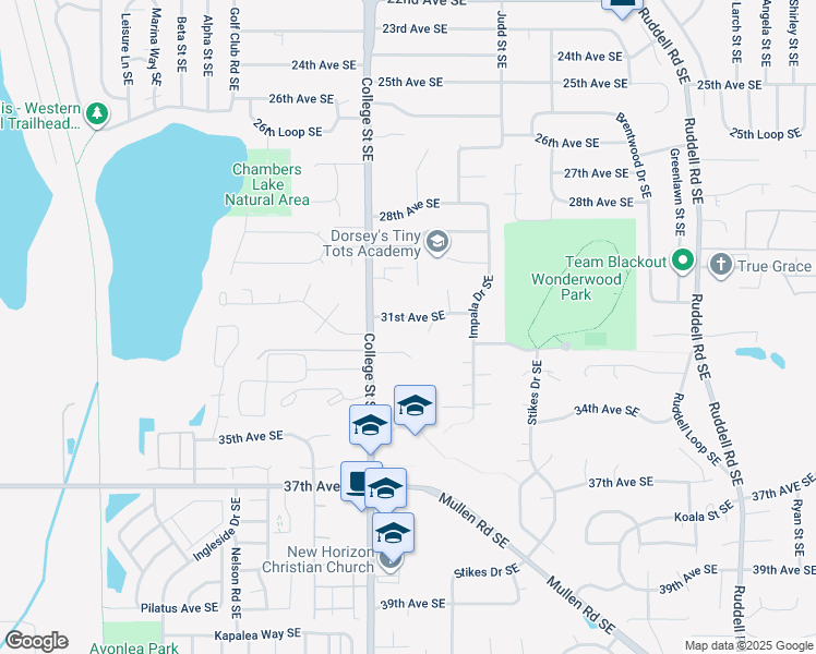 map of restaurants, bars, coffee shops, grocery stores, and more near 4626 31st Avenue Southeast in Lacey