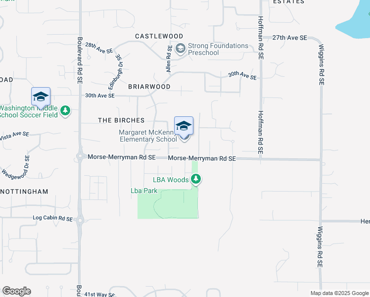 map of restaurants, bars, coffee shops, grocery stores, and more near 3250 Morse-Merryman Road Southeast in Olympia