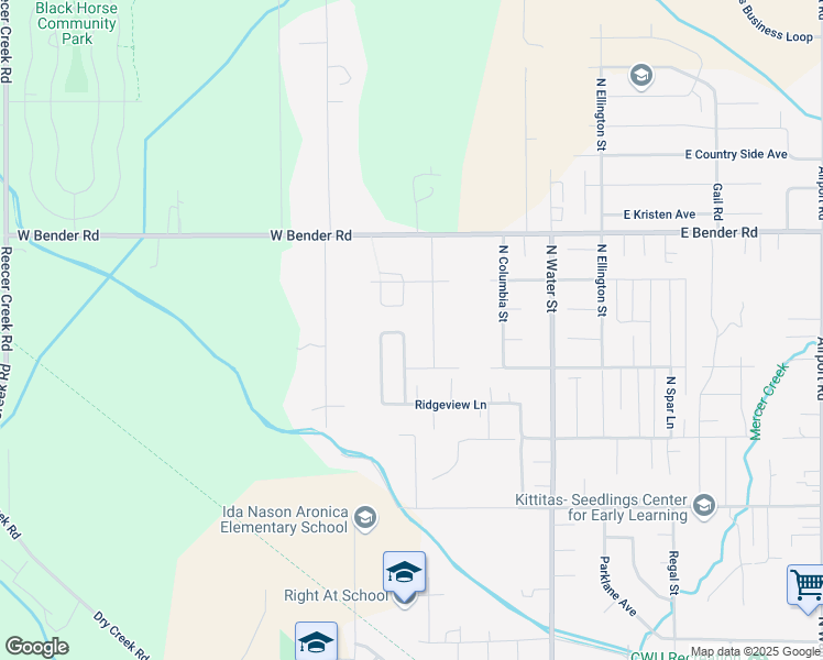 map of restaurants, bars, coffee shops, grocery stores, and more near 2502 Delphine Street in Ellensburg