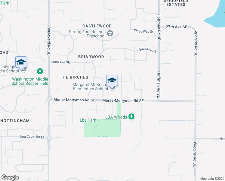 map of restaurants, bars, coffee shops, grocery stores, and more near 3250 Morse-Merryman Road Southeast in Olympia