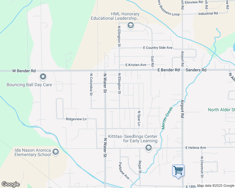map of restaurants, bars, coffee shops, grocery stores, and more near 100 Courtney Court in Ellensburg