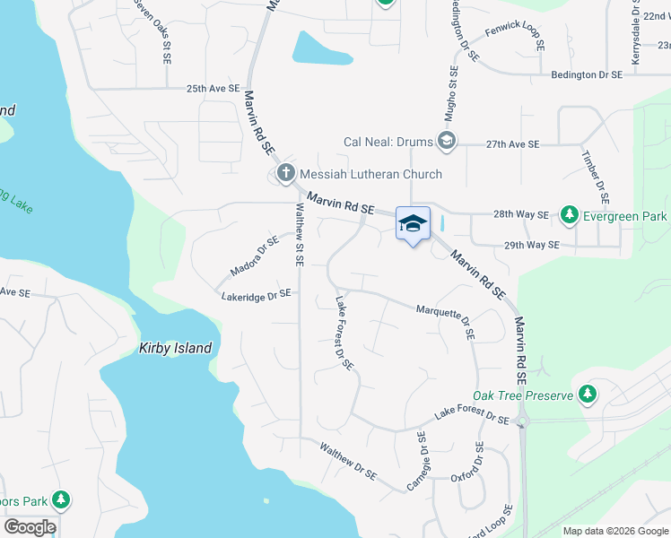 map of restaurants, bars, coffee shops, grocery stores, and more near 3123 Bucknell Court Southeast in Olympia