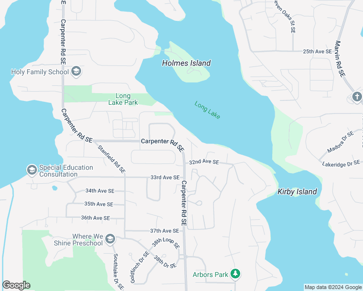 map of restaurants, bars, coffee shops, grocery stores, and more near 3160 Carpenter Hills Loop Southeast in Olympia