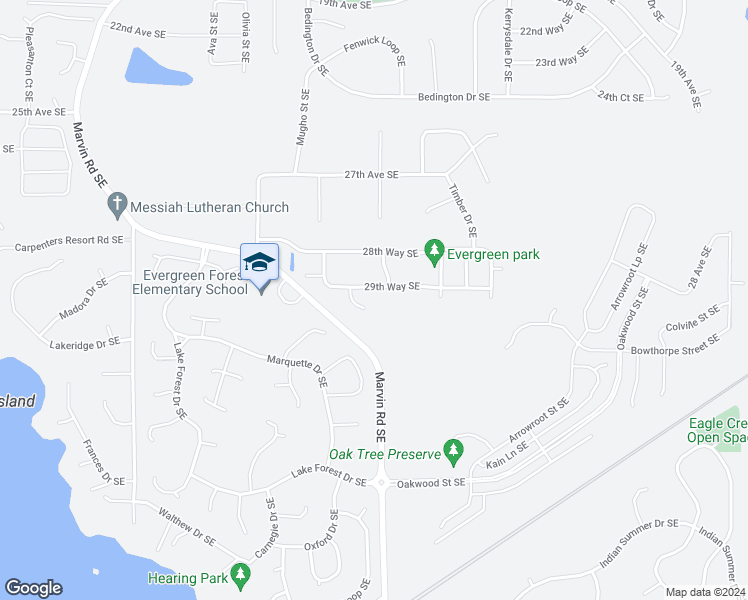 map of restaurants, bars, coffee shops, grocery stores, and more near 3022 Bella Court Southeast in Olympia