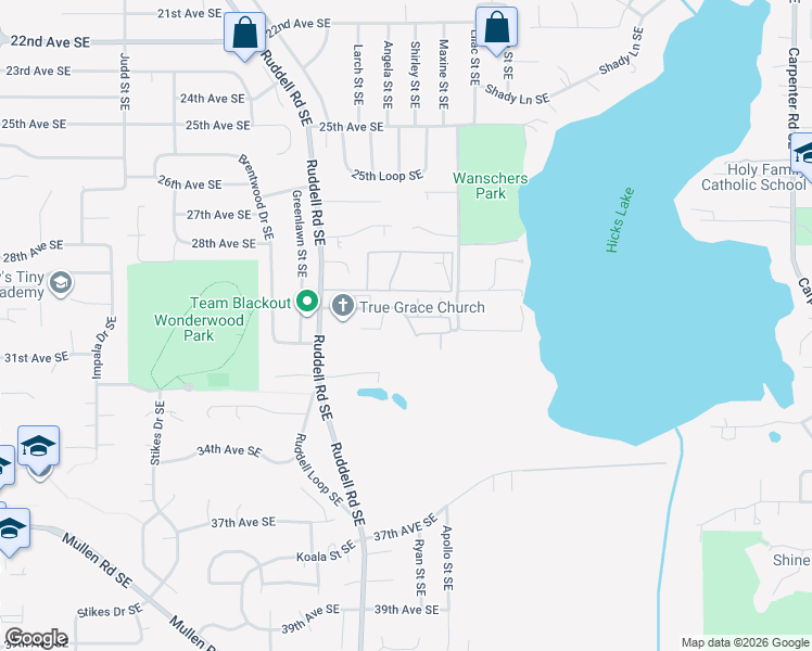 map of restaurants, bars, coffee shops, grocery stores, and more near 5701 30th Avenue Southeast in Lacey