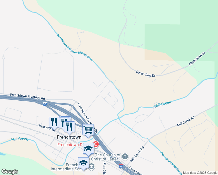 map of restaurants, bars, coffee shops, grocery stores, and more near 15588 Sara Jo Ln in Frenchtown