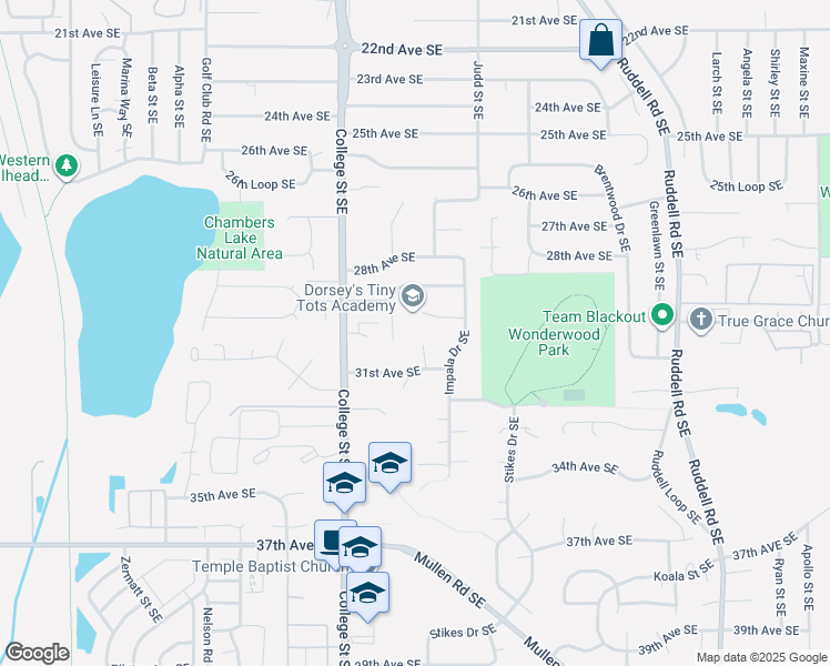 map of restaurants, bars, coffee shops, grocery stores, and more near 4712 30th Court Southeast in Lacey