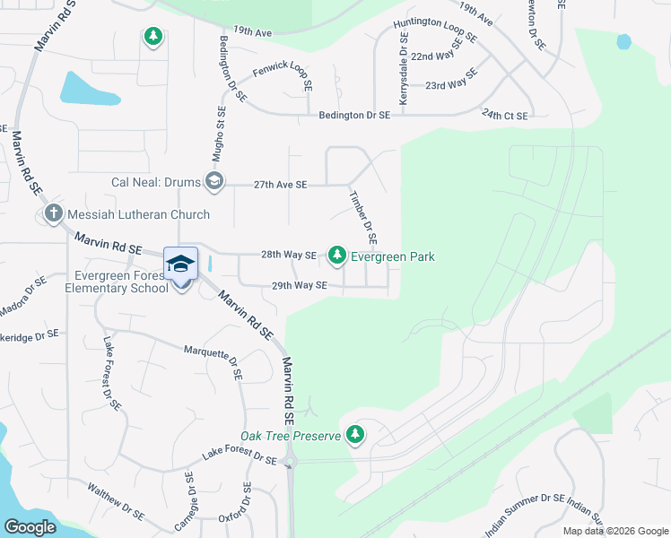 map of restaurants, bars, coffee shops, grocery stores, and more near 8805 28th Way Southeast in Olympia
