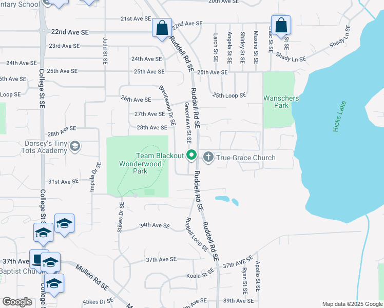 map of restaurants, bars, coffee shops, grocery stores, and more near 2622 Greenlawn Street Southeast in Lacey