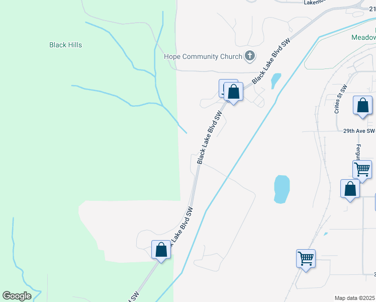 map of restaurants, bars, coffee shops, grocery stores, and more near 2860 Black Lake Boulevard Southwest in Tumwater