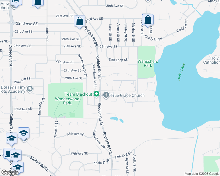 map of restaurants, bars, coffee shops, grocery stores, and more near 5610 30th Avenue Southeast in Lacey