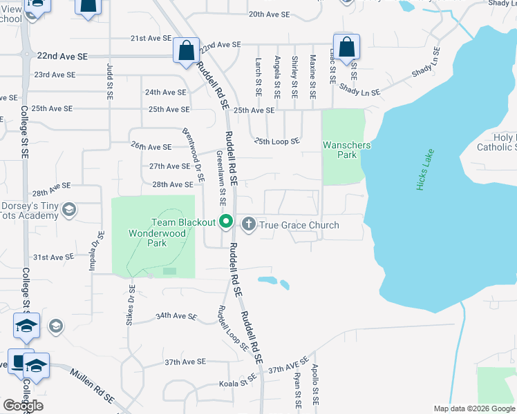 map of restaurants, bars, coffee shops, grocery stores, and more near 5610 30th Avenue Southeast in Lacey
