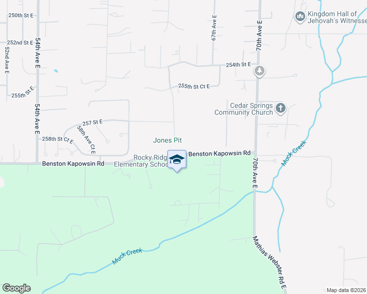 map of restaurants, bars, coffee shops, grocery stores, and more near 6615 260th Street Court East in Graham