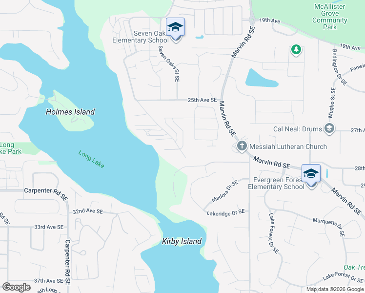 map of restaurants, bars, coffee shops, grocery stores, and more near 2824 Mayes Road Southeast in Olympia