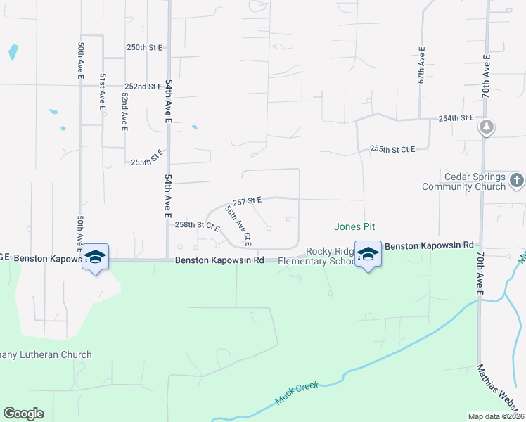 map of restaurants, bars, coffee shops, grocery stores, and more near 25717 59th Avenue Court East in Graham