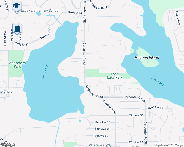 map of restaurants, bars, coffee shops, grocery stores, and more near 2790 Carpenter Road Southeast in Lacey