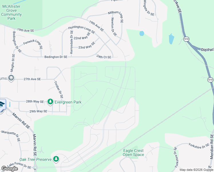 map of restaurants, bars, coffee shops, grocery stores, and more near 9227 24th Court Southeast in Lacey