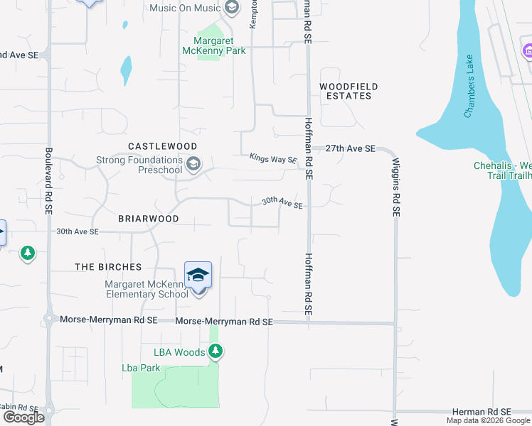 map of restaurants, bars, coffee shops, grocery stores, and more near 3630 Bittersweet Street Southeast in Olympia