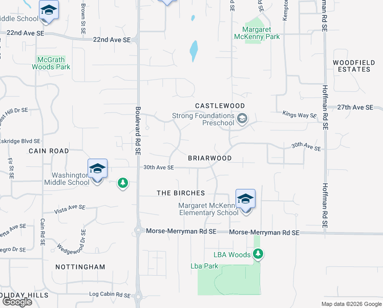 map of restaurants, bars, coffee shops, grocery stores, and more near 2920 30th Avenue Southeast in Olympia