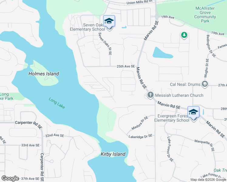 map of restaurants, bars, coffee shops, grocery stores, and more near 2824 Mayes Road Southeast in Olympia