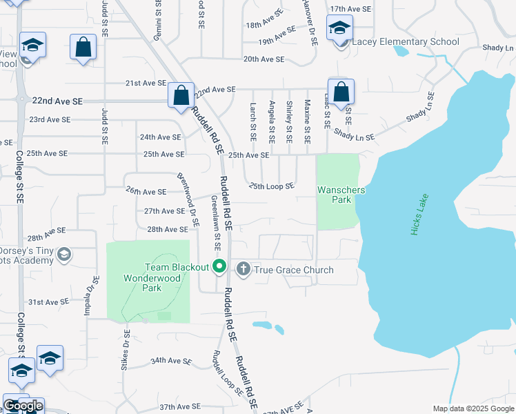 map of restaurants, bars, coffee shops, grocery stores, and more near 2728 Ruddell Road Southeast in Lacey